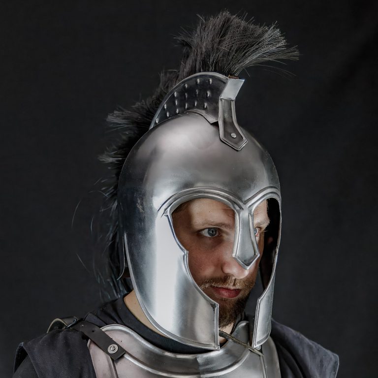 Spartan Troy Helmet with Leather Liner and Plume