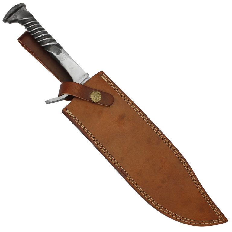 Hand Forged Railroad Spike Knife with Leather Sheath