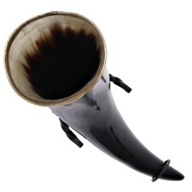 Brass Rim Drinking Horn with Iron Stand
