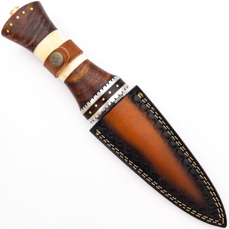 Damascus Steel Fixed Blade Knife with Tribal Design