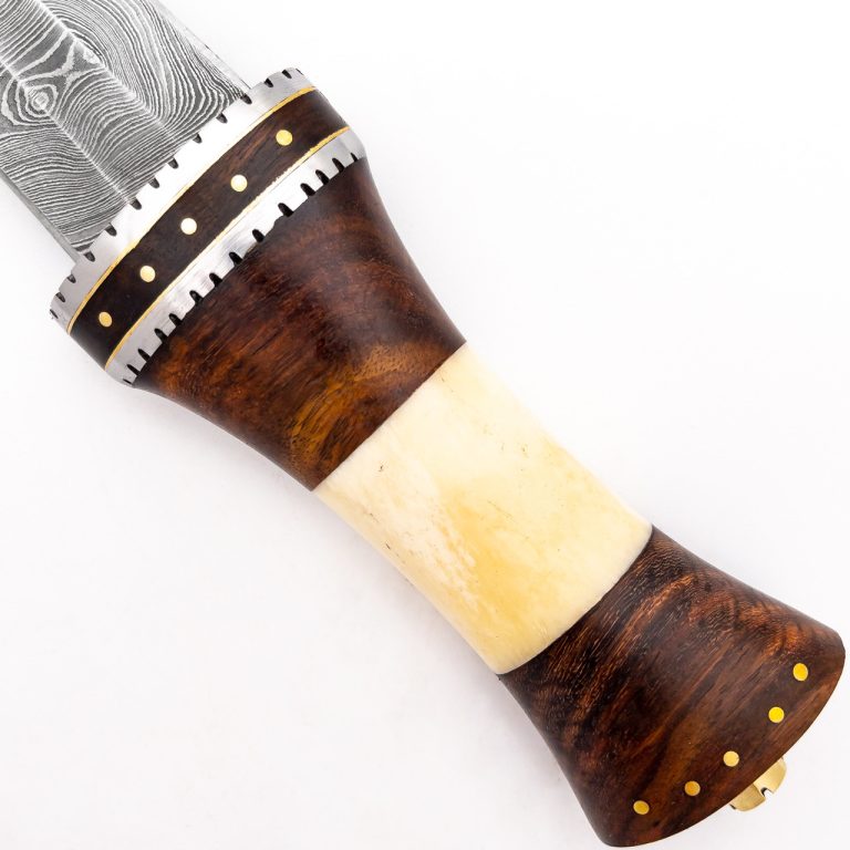 Damascus Steel Fixed Blade Knife with Tribal Design