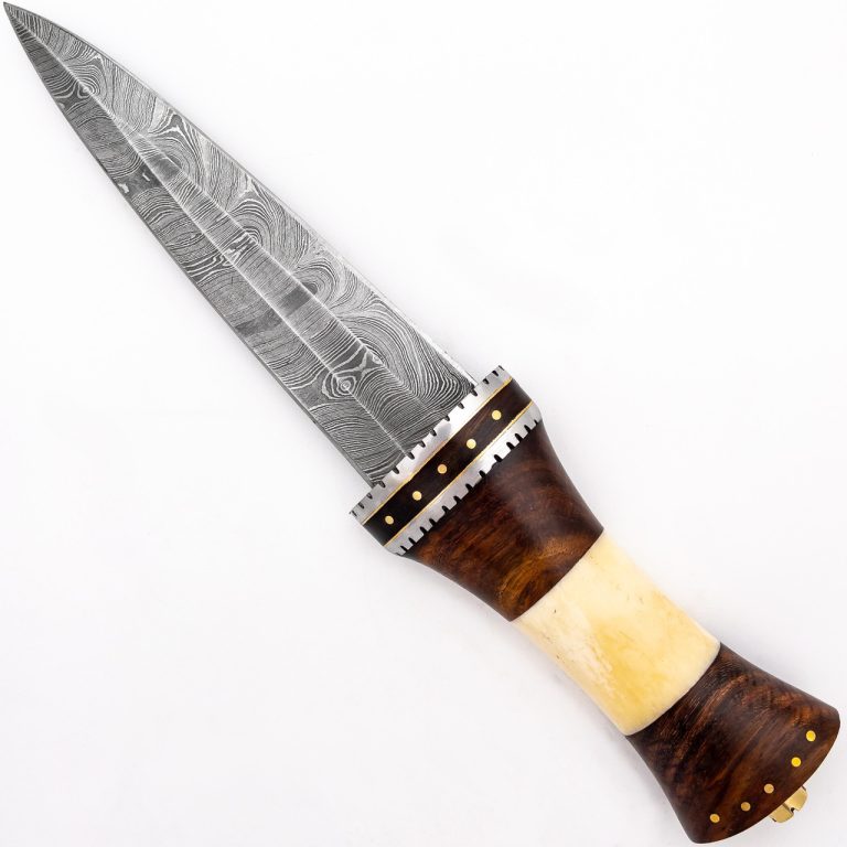 Damascus Steel Fixed Blade Knife with Tribal Design