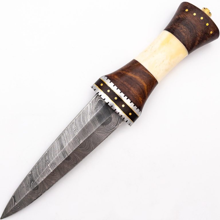 Damascus Steel Fixed Blade Knife with Tribal Design