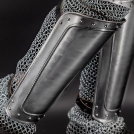 Medieval 18G Renaissance Costume Greaves with Straps