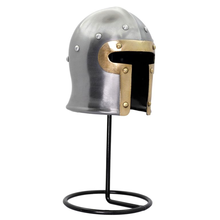Mini 20G Steel Barbuta Helmet Display with Stand