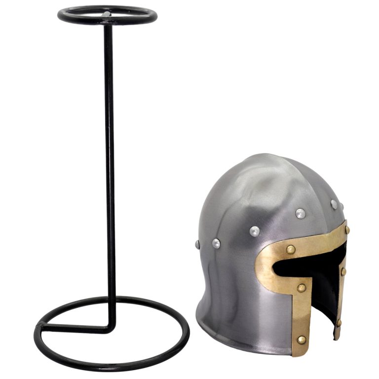 Mini 20G Steel Barbuta Helmet Display with Stand