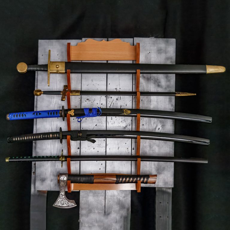 Multi-Tier Wooden Sword Display Rack