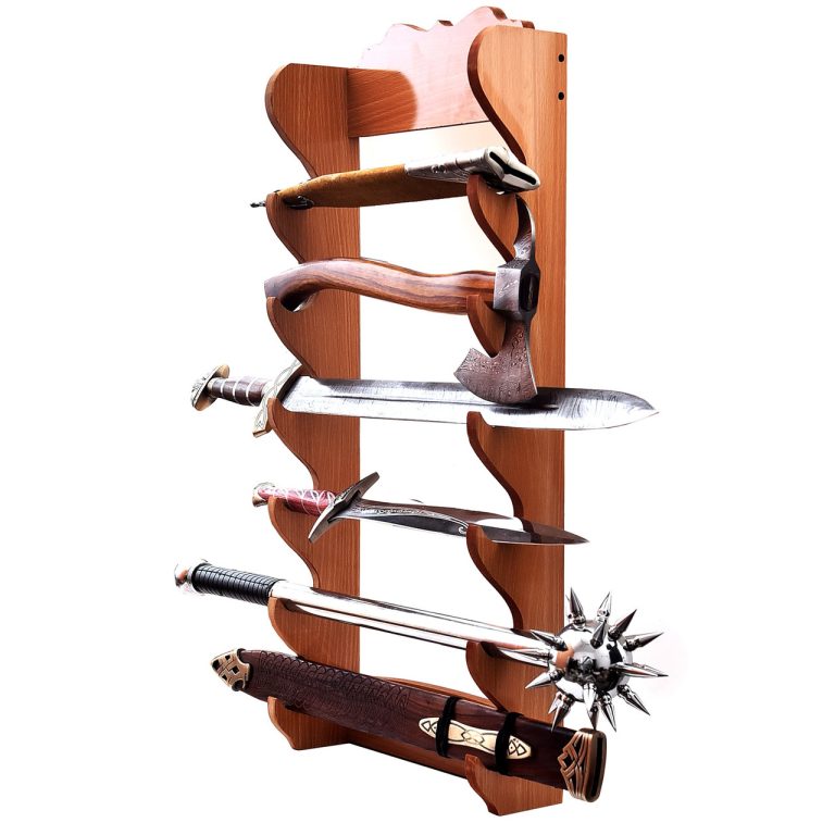 Multi-Tier Wooden Sword Display Rack