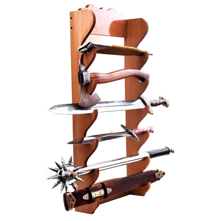 Multi-Tier Wooden Sword Display Rack