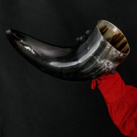 XL Drinking Horn with Leather Belt Frog