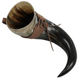 XL Drinking Horn with Leather Belt Frog