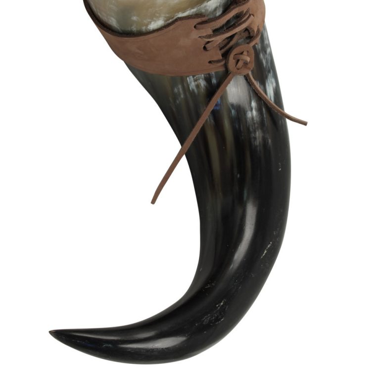XL Drinking Horn with Leather Belt Frog