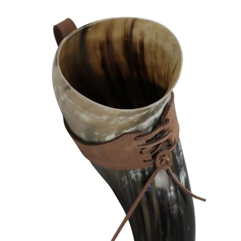 XL Drinking Horn with Leather Belt Frog