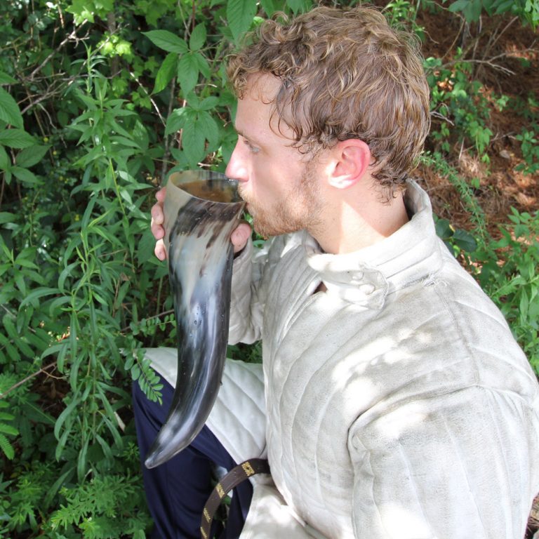 XL Drinking Horn with Leather Belt Frog