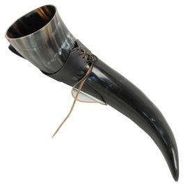Viking Drinking Horn with Leather Belt Holder