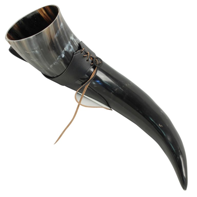 Viking Drinking Horn with Leather Belt Holder