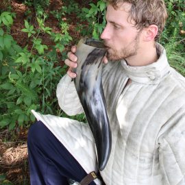 Viking Drinking Horn with Leather Belt Holder