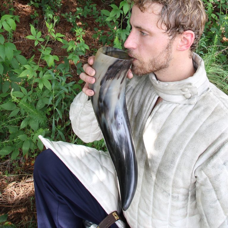 Viking Drinking Horn with Leather Belt Holder