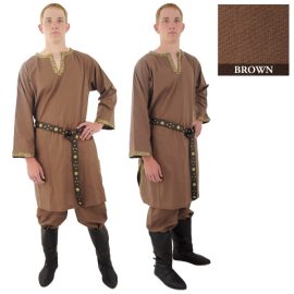 Brown Cotton Shirt with Ribbon Detail