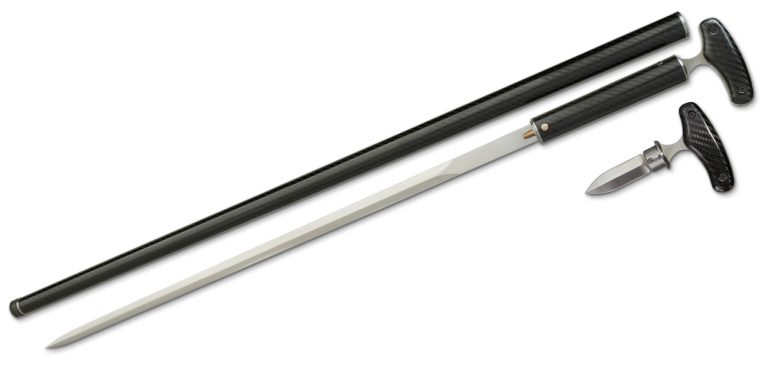 Carbon Fiber Cane Sword with Push Dagger