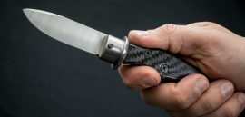 Carbon Fiber Cane Sword with Lockback Knife