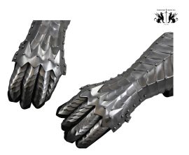Inspired from the Nazgul medieval armor gauntlets in the Lord of the Rings trilogy, we have created one of the most complex and detailed gauntlets. Each gauntlet has 158 rivets with 58 moveable parts.
Finish: Polished