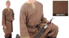 Brown Cotton Shirt with Ribbon Detail