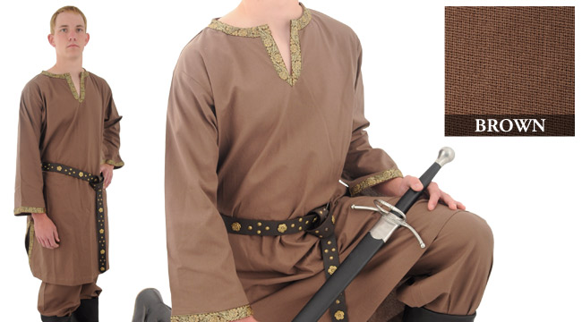 Brown Cotton Shirt with Ribbon Detail