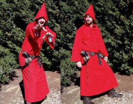 Red Medieval Hooded Cloak